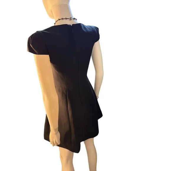 Halston Heritage Fit & Flare Cap Sleeve Black Dress Size 2 MSRP $425 NWT